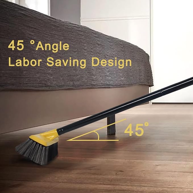 Push Broom with Long Handle, Floor Brush 51.6 inch Soft Bristle Broom 12.2" Wide - Image 3