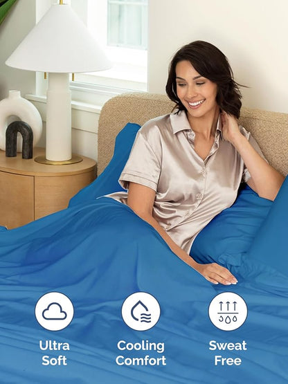 Extra Deep Cal King Sheet Set - 6 Piece Breathable and Cooling Sheets - Hotel Luxury Bed Sheets Set - Easy Fit - Soft, Wrinkle Free and Comfy Sheets Set - Royal Blue Sheet Set with Extra Deep Pockets