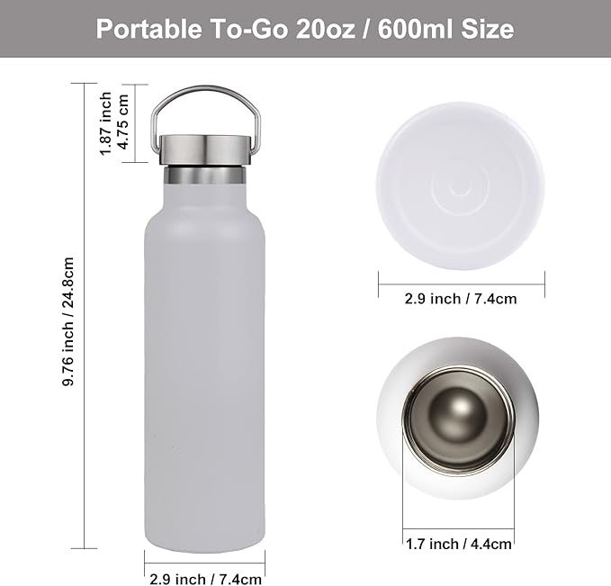 Neihepal 20 oz Insulated Water Bottles Bulk 8 Pack, Stainless Steel Double Wall - Image 5