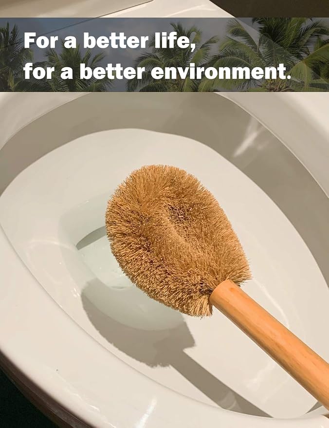 Updated Modern Version Toilet Bowl Brush, Natural Coconut Fiber Brush Head and - Image 7