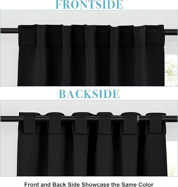 RYB HOME Blackout Curtains for Living Room, Back Tab & Rod Pocket Top - Image 2