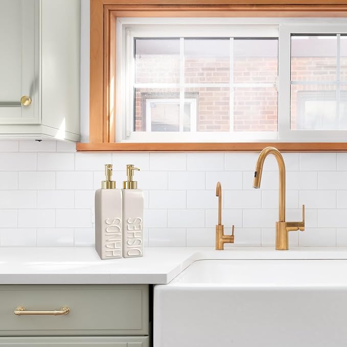 Soap Dispenser Set with Gold Stainless Steel Pump and a Funnel, 2 Pack Modern - Image 4