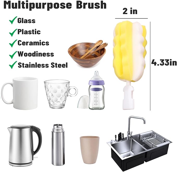 8PCS Bottle Brush Replacement Sponge Heads Environmental Protection Cup Cleaner - Image 5