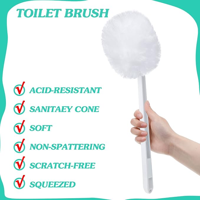 Zhehao 50 Pcs Toilet Bowl Brush Soft Swab Toilet Bowl Bulk White Reusable Long - Image 3