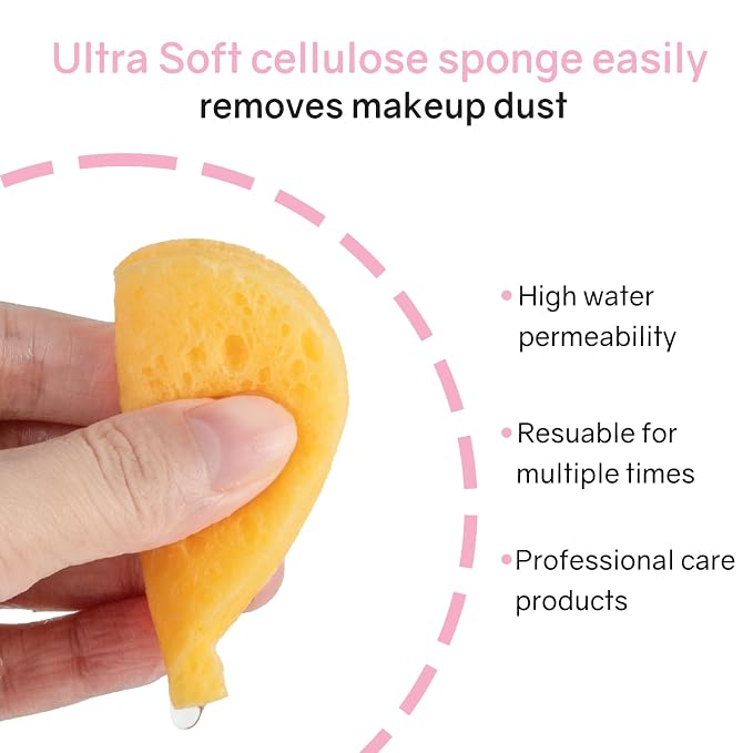 50-Count Heart Shape Compressed Facial Sponges, 100% Natural Cellulose Face - Image 4