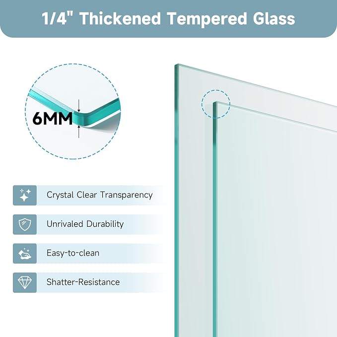 Shower Door 44-48 in. W x 72 in. H, UCALAFEE Semi-Frameless Double Sliding - Image 3