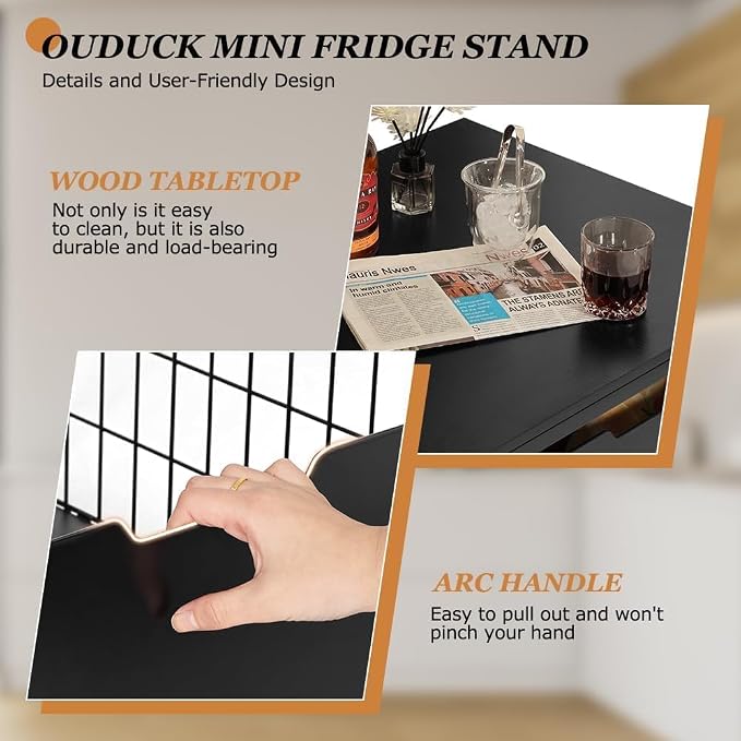 Mini Fridge Stand with Storage Drawer, 21.7”x21.7” Heavy Duty Mini Fridge Table - Image 3