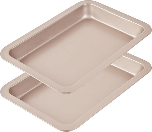 10-Inch Nonstick Shallow Cake Pan, Rectangle Bread Loaf Pan, Baking Sheet Set by Bakeley