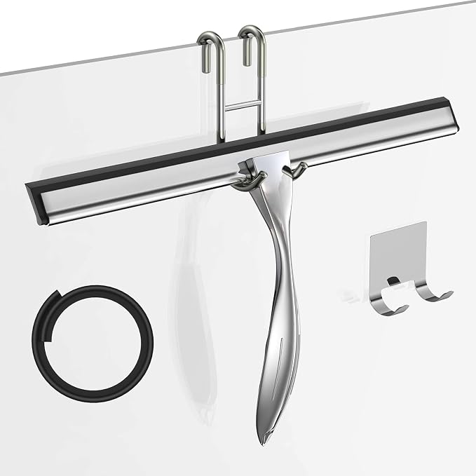 14-Inches Stainless Steel Shower Squeegee Set, Include Shower Door Hook by SSTOOHL