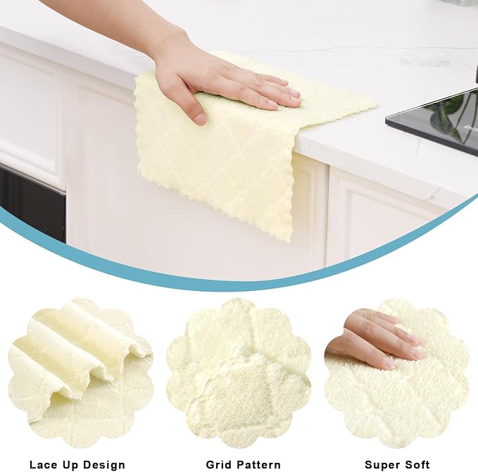 Homaxy 12 Pack Kitchen Dish Cloths, Super Soft and Absorbent Coral Velvet Dish - Image 2