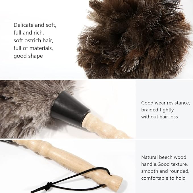 Ostrich Feather Duster 14 inch Feather Duster Fluffy Natural Genuine Ostrich - Image 3