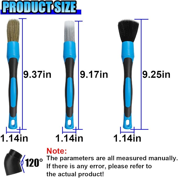 3PCS Car Detailing Brush Set, Soft Boars Hair No-Scratch Automotive Cleaning - Image 2