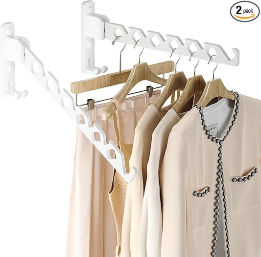 Dr.DJ Wall Mount Coat Hanger Holder White Clothes Drying Organizer Rack Garment by DrDJ