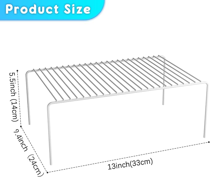 MediumWhite Cabinet Storage Shelf Rack Set of 4, Rustproof Metal Wire Kitchen - Image 3