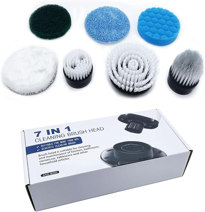 MGLSDeet Bathroom Scrubber 7Pcs Replacement Brush Heads Kit, - Image 2