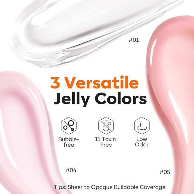 modelones Builder Nail Gel 3 Colors French Tip, 10-in-One Builder Clear Nude - Image 7