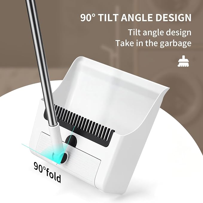 Upgrade 3-in-1 Standing Broom and Dustpan Cleaning Set, Long Handle Soft Bristle - Image 4