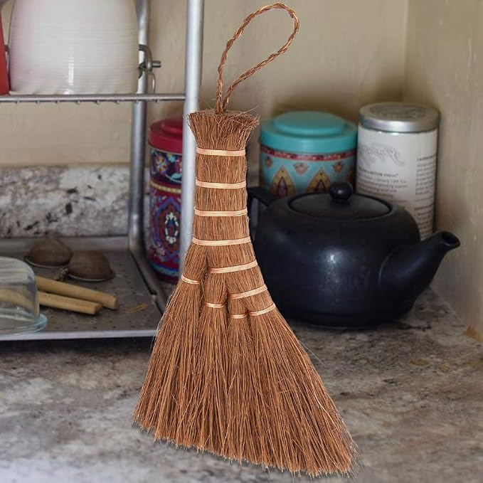 Jerliflyer Mini Brown Broom Palm, Small Palm-Sized Handle Broom Brush - Image 2