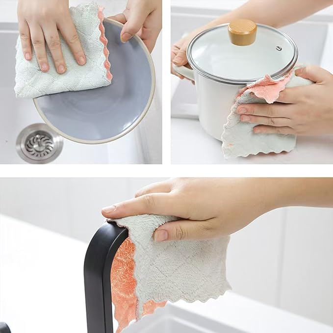 20 Pack Kitchen Dish Cloths Dish Towels, Super Soft and Absorbent Coral Fleece - Image 5