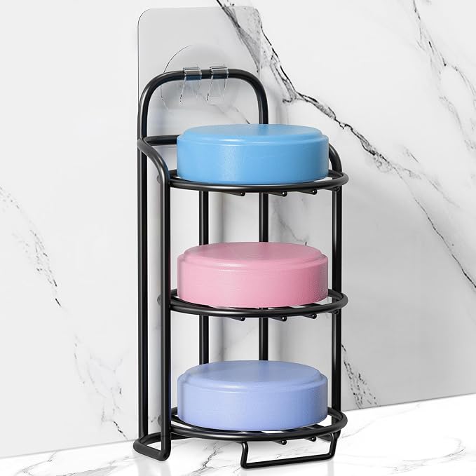 3-Tier Shower Soap Shampoo Bar Holder, Self Adhesive & Freestanding Draining by Unknown