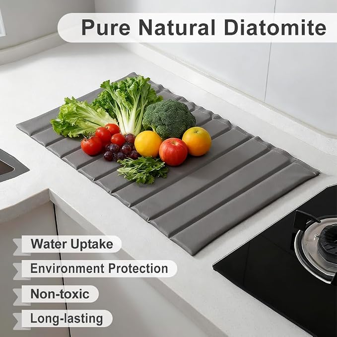Large Stone Dish Drying Mat for Kitchen Counter, 25.2" × 16.1" Quick Dry - Image 2
