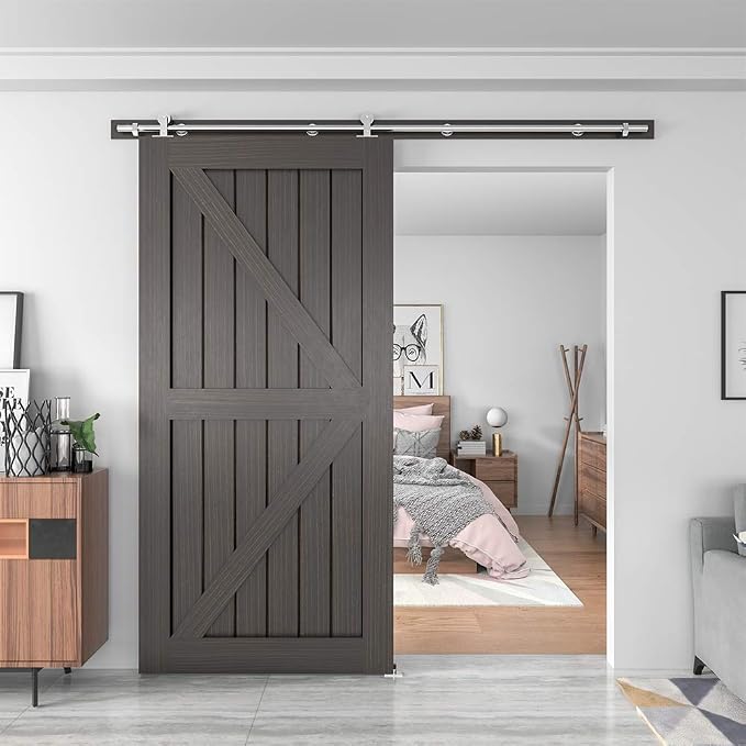 WINSOON Barn Door Hardware Kit 8FT: Brushed Nickel Heavy-Duty Smoothly Quietly - Image 2
