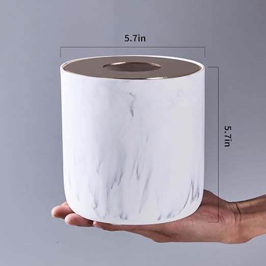 White Marble Textural Mini Trash Can - Image 6