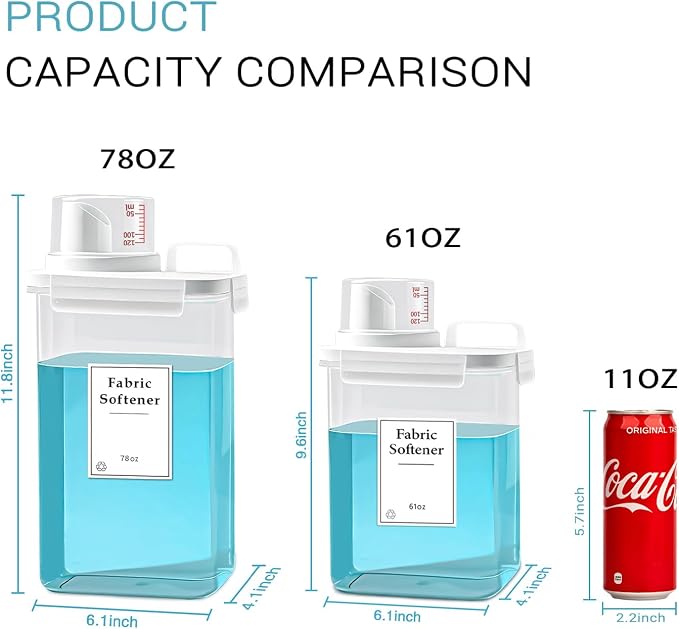 3 Pack Laundry Detergent Dispenser, 61oz Laundry Soap Dispenser, Refluxable - Image 5