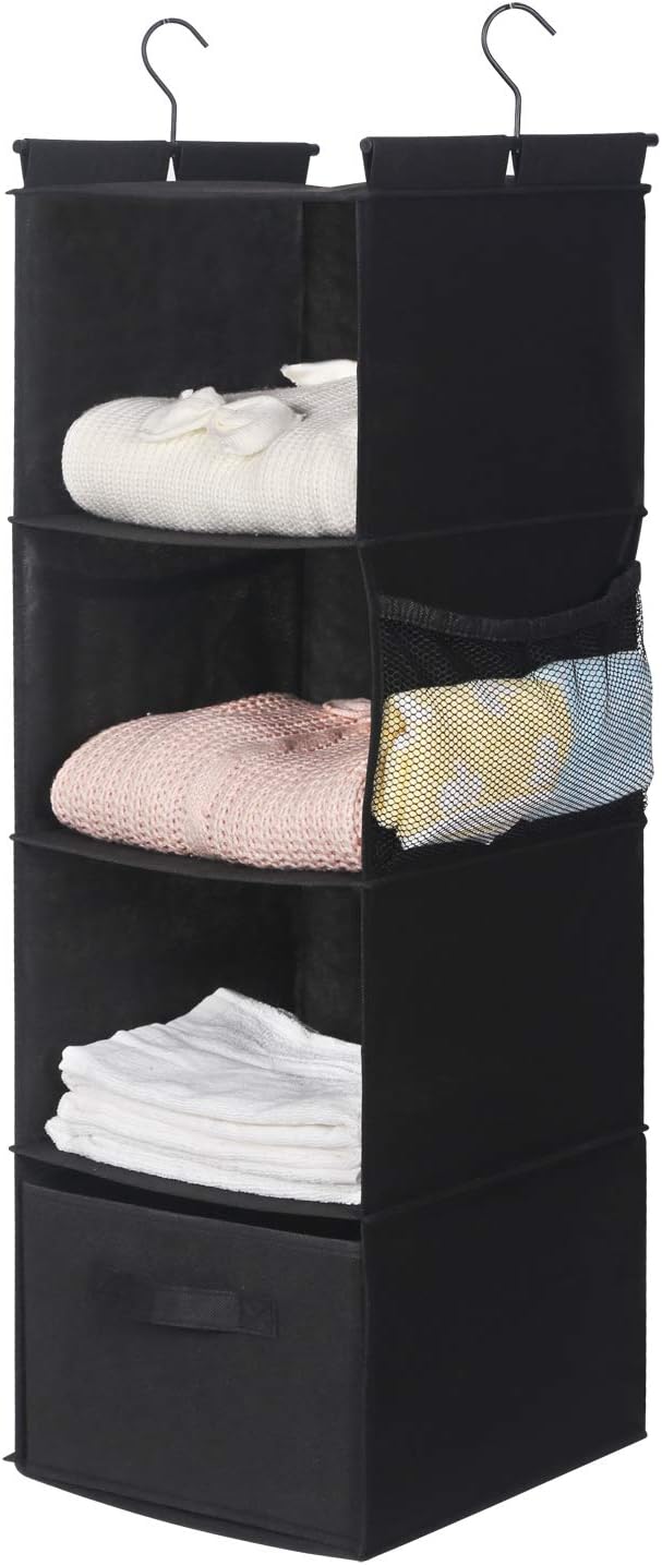 MAX Houser 4-Shelf Hanging Closet Organizer, Space Saver, Cloth Hanging Shelves - Image 3