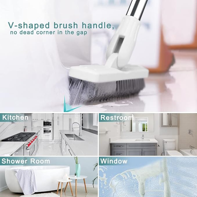 Affogato Floor Scrub Brush Bathroom Long Handle Bathtub Push Broom Shower Tile - Image 4