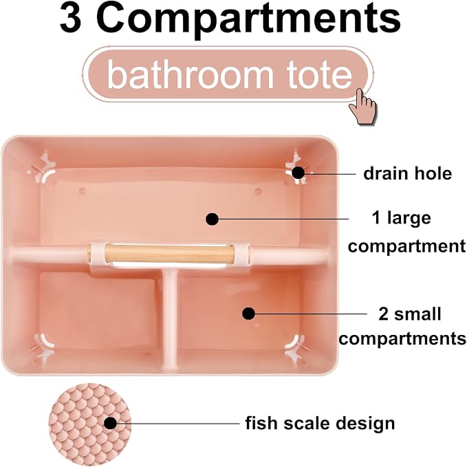 Haundry Plastic Pink Shower Caddy Basket - Image 3