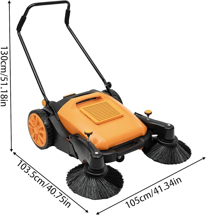 Outdoor Walk-Behind Hand Push Floor Sweeper Carpet Sweeper Manual Push Vacuum - Image 7