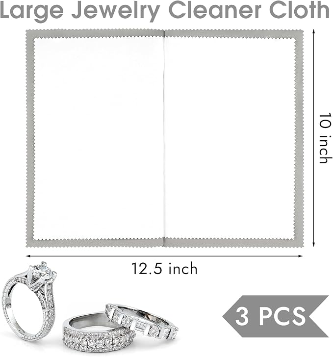 3 Pcs Silver Polishing Cloth, Large 10" X 12.5" Jewelry Cleaner Cloth, Soft - Image 2