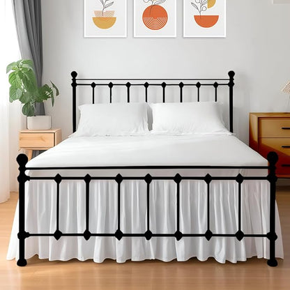 Shreem Linen Ruffled Bed Skirt with Split Corners, Gathered Style, 100% Microfiber, 30-Inch Drop, Dust Ruffle Bedskirt with Platform, Full-XL, White