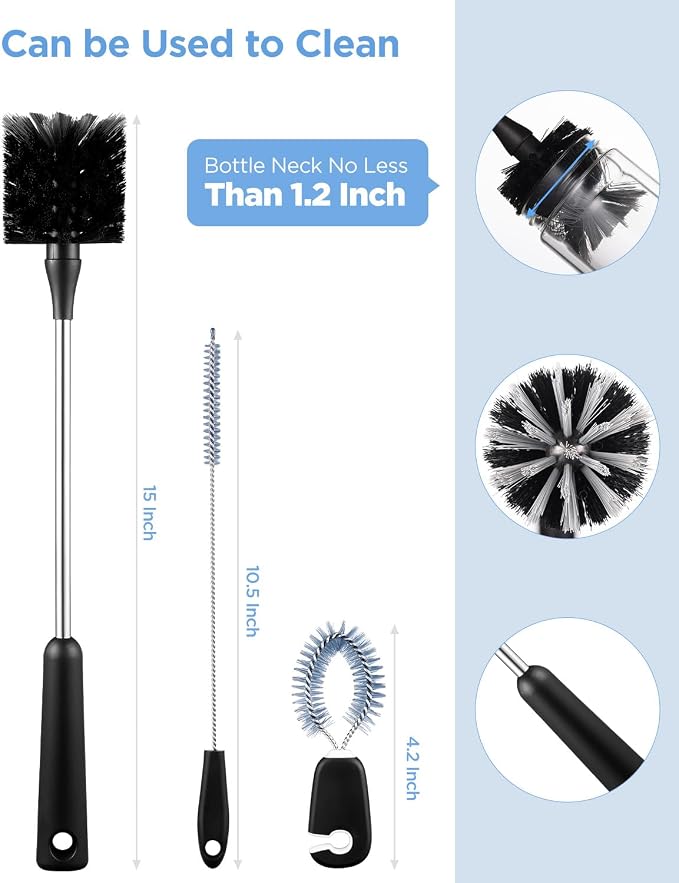 EasyAcc Water Bottle Cleaner Brush, 3 Pack 15 Inches Straw Brush Cleaner - Image 6