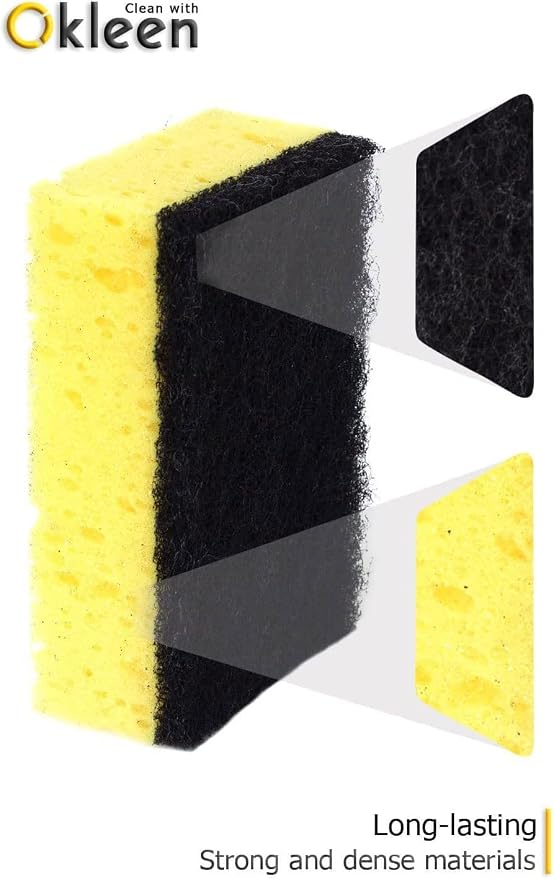 Yellow Multi Use Scrub Sponge. Made in Europe. 9 Pack, 4.3x2.8x1.4 inches. - Image 5