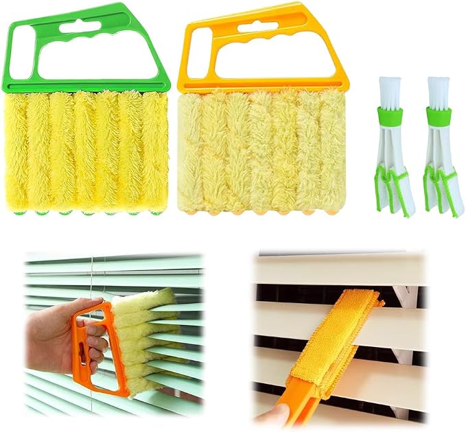 4PC Blind Cleaner Duster Tool, 2025 Upgrade Window Venetian Microfiber 7 Finger by hoehew