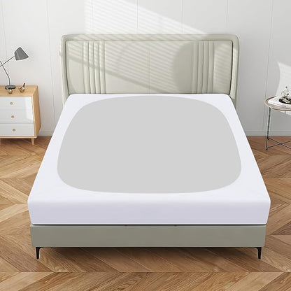 PureFit Stretchy Box Spring Cover Queen - Elastic Fitted Box Spring Wrap Around 4 Sides, Wrinkle & Fading Resistant Fits Queen Size Beds, White