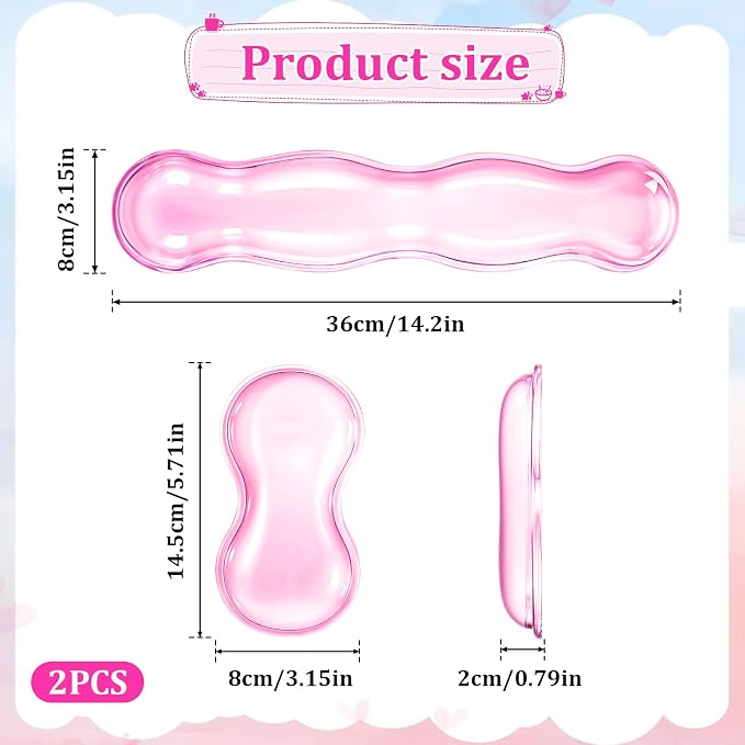 Ergonomic Gel Wrist Rest Set Anti Slip Silicone Keyboard and Mouse Pad Clear - Image 2