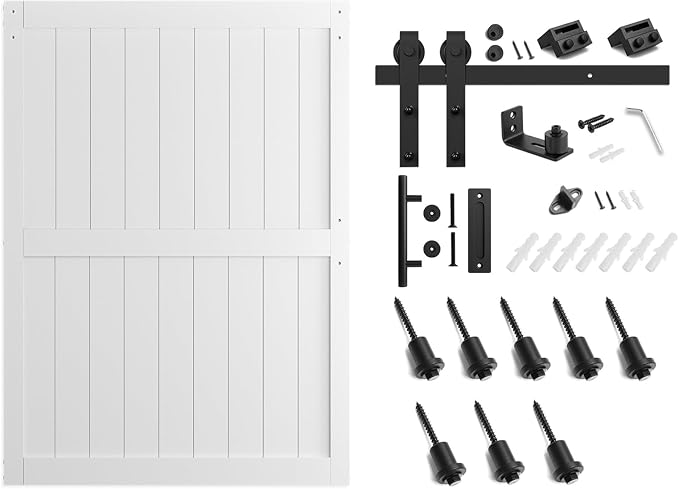 SmartStandard 60 x 84 inch White Sliding MDF Barn Door - Image 6