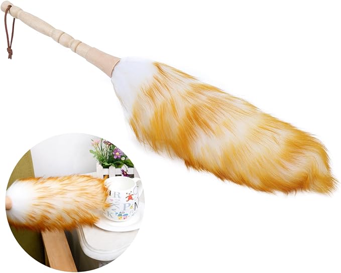 Lambswool Duster with Solid Wooden Handle, Antistatic Soft Wool Duster Dust - Image 8