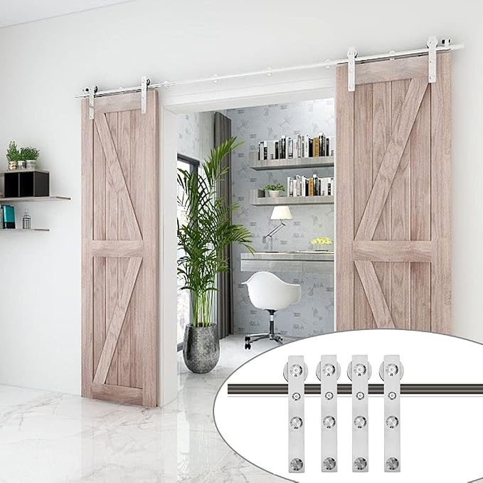 TSMST 8FT Sliding Barn Door Hardware Kit, Stainless Steel Heavy Duty Sturdy - Image 2