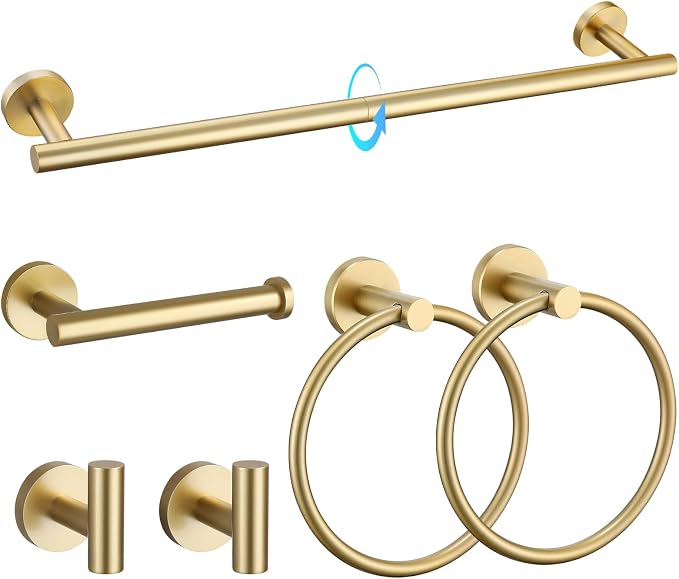 TQKAG Brushed Gold Bathroom Hardware Set 6-Piece Bathroom Accessory Set 23.6 by TQKAG