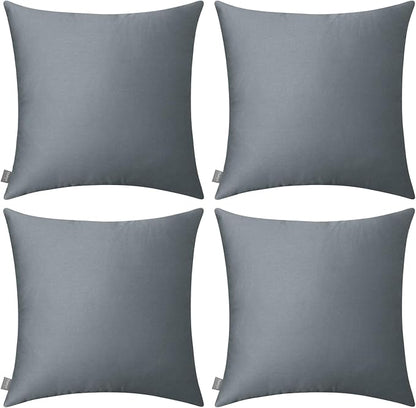 Thmyo 4-Pack 100% Cotton Comfortable Solid Decorative Throw Pillow Case, Square Cushion Cover Pillowcase Sublimation Blank Pillow Covers DIY Throw Pillowcase for Sofa(16x16 inch/ 40x40cm, Dark Grey)