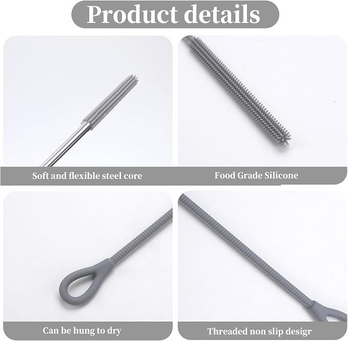 2Pcs Silicone Straw Cleaning Brushes, Extra Long, Used - Image 3