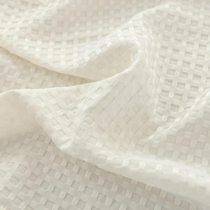 Twin Bed Skirt - 14 Inch Drop with Split Corners, Ivory Pleated Waffle Weave Bed Skirt, Tailored Dust Easy Fit, Machine Washable (14" Twin)