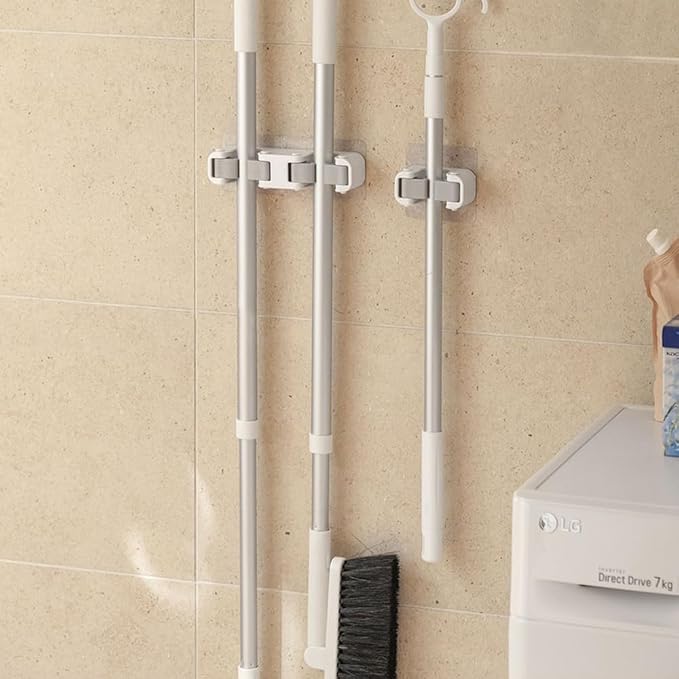 Broom Holder Wall Mount Mop and Command Broom Hanger Organizer Wall Mount Self - Image 2