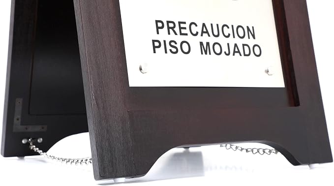 Premium Wooden Caution Wet Floor Sign – Bilingual w/Non-Skid Plastic Feet - Image 4