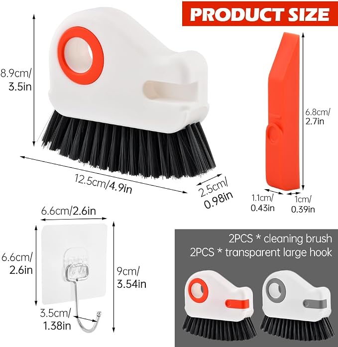 2Pcs Window Track Cleaner with Hard Bristle Brush & Scraper, 2-in-1 Groove - Image 3