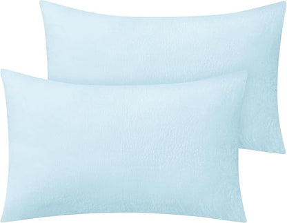 BEDELITE Flannel King Size Pillow Cases Set of 2, Super Soft Fleece Pillowcases with Zipper for Bedroom, Sofa, Couch,Luxury Cozy Fuzzy Velvet Pillow Shams for All Seasons(20x40 Inches,Blue)